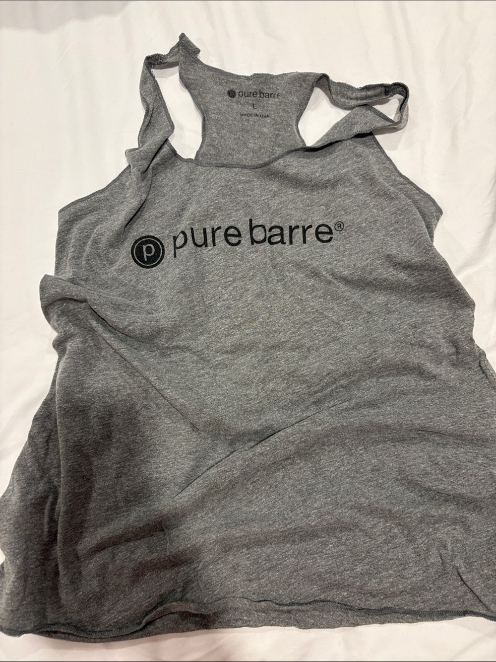 Pure Barre Heather Gray Racerback Logo Tank